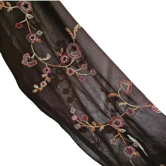 Unbranded Large Vintage Sheer Lined Brown Button Down Cherry Blossom Blouse Rare - Picture 7 of 11